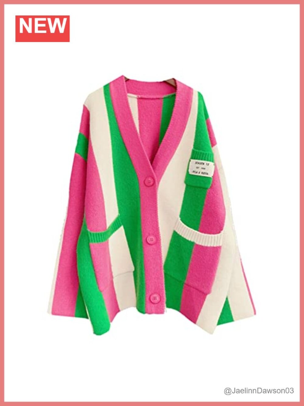 Long Sleeve Cable Knit Colorblock Striped Sweater Cardigan